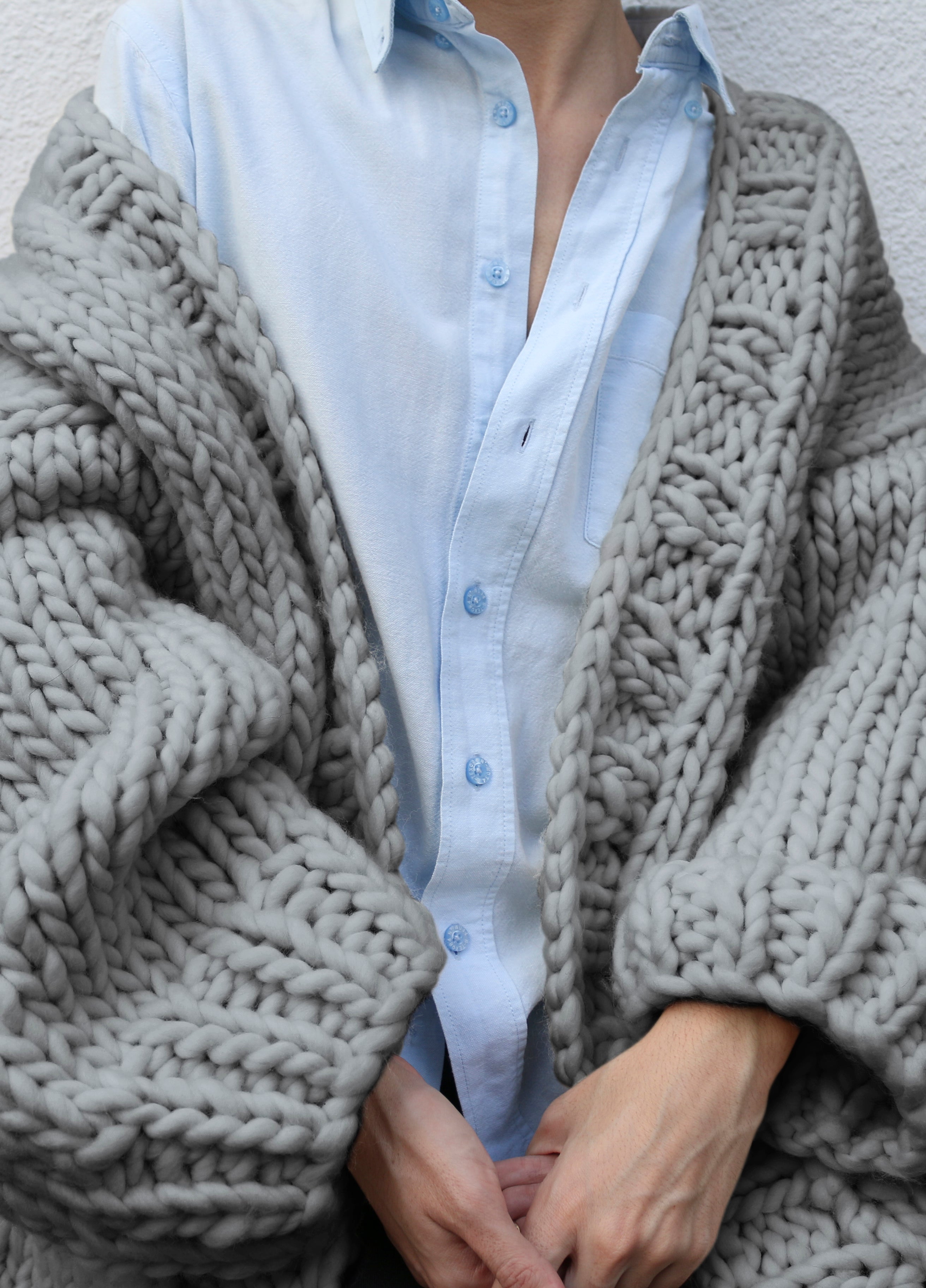 Simone Cardigan Easy Knitting Kit in Grey