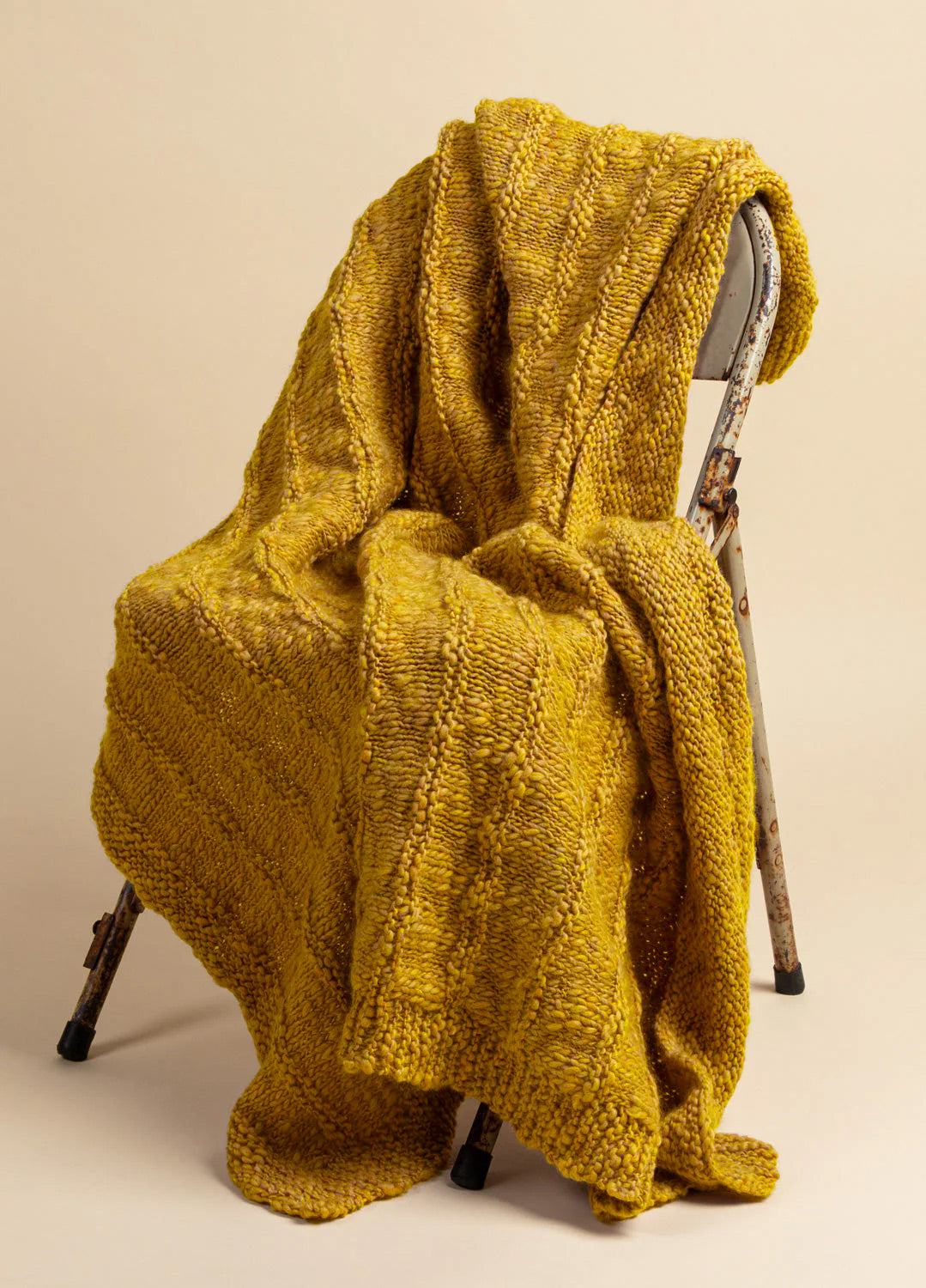 Titanium Blanket Kit Beginner Knitting Kit in Mustard